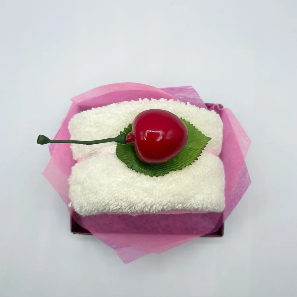 pink strawberry cake cotton microfiber bath hand face towel treat